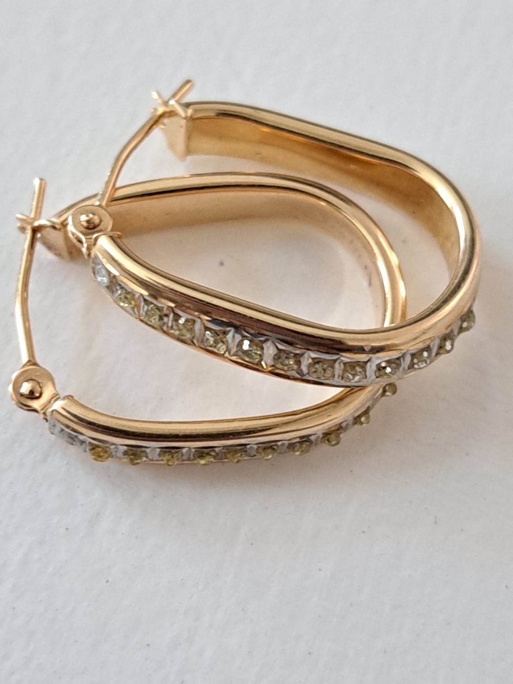 14K Gold Crystal Hoop Earrings - Women's Jewelry-3/4 inch Appx